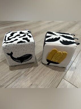 Black & White Patterned Fabric Blocks Set of 2